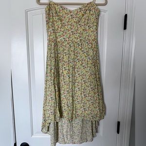 MIDI High Low Floral Strapless Summer Dress